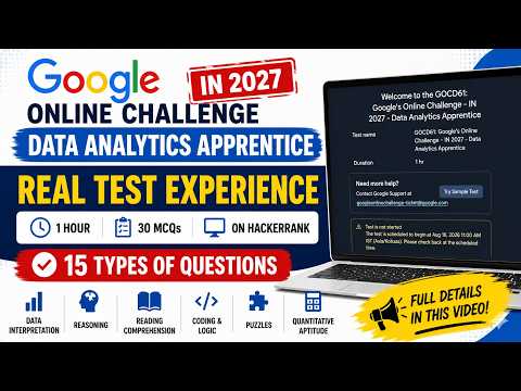 Google Data Analytics Apprentice 2027 Test Experience 🔥 | 30 MCQs | HackerRank | Question Types