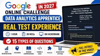 Google Data Analytics Apprentice 2027 Test Experience 🔥 | 30 MCQs | HackerRank | Question Types