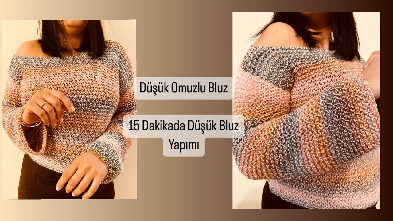 15 dakikada Düşük Omuzlu Bluz Yapımı 🧶🌈 @edilerimsel