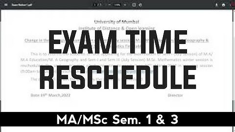 Exam Timing Reschedule for MA/MSc | Mumbai University IDOL | Ashish Sir
