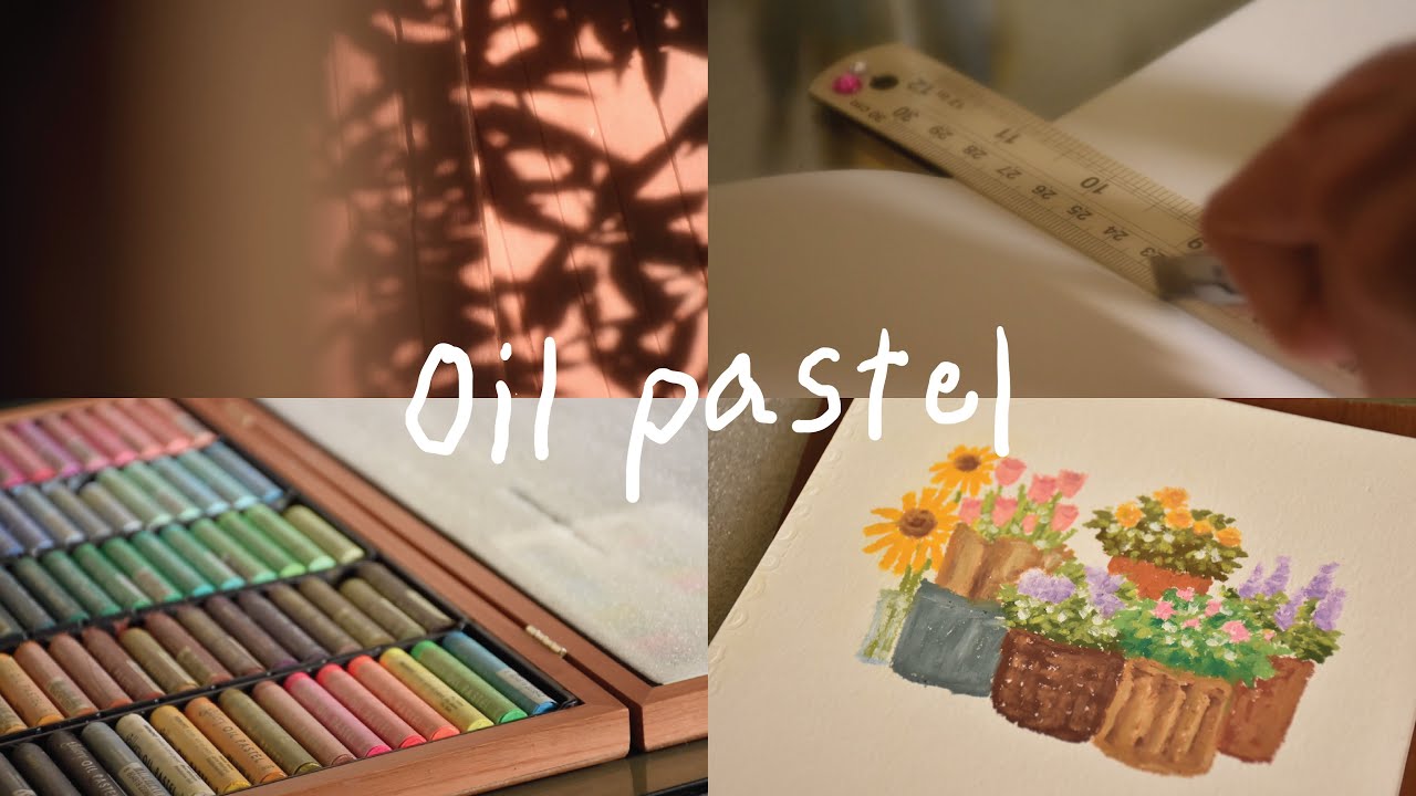 oil pastel drawing flower | 01 วาดดอกไม้ด้วยสีชอล์คน้ำมัน