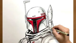 How to Draw Boba Fett from Star Wars | Easy Step by Step Drawing Process