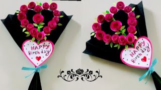 flower bouquet with paper ll easy DIY idea ll paper craft ll birthday gift made of paper ll trending