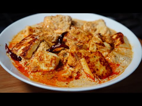 No onion no garlic paneer in poppy seed, cashew and milk gravy, from the video