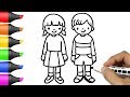 Drawing Boy And Girl Kids Coloring Pages BOBO Cute Art 