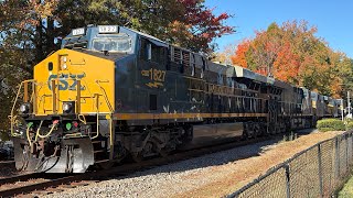 CSX 1827 B&O heritage unit leads M653 flying through Matthews!! 11-1-2025