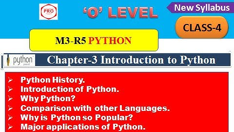 Python Language (M3-R5) Class 4 (Chapter 3) | O Level programmingpro | Introduction to Python