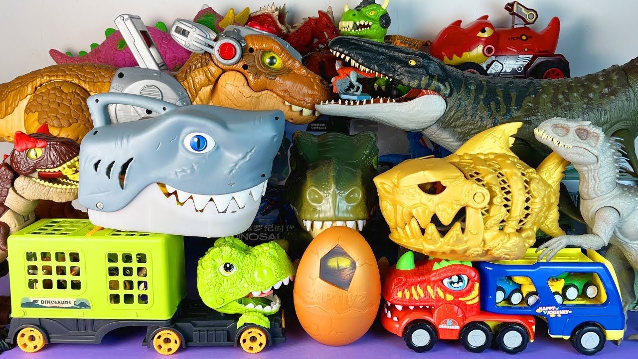 Jurassic World Unboxing Review Asmr Colorful Dinosaur T-rex Mosasaurus Carnotaurus Spino Dino Trucks
