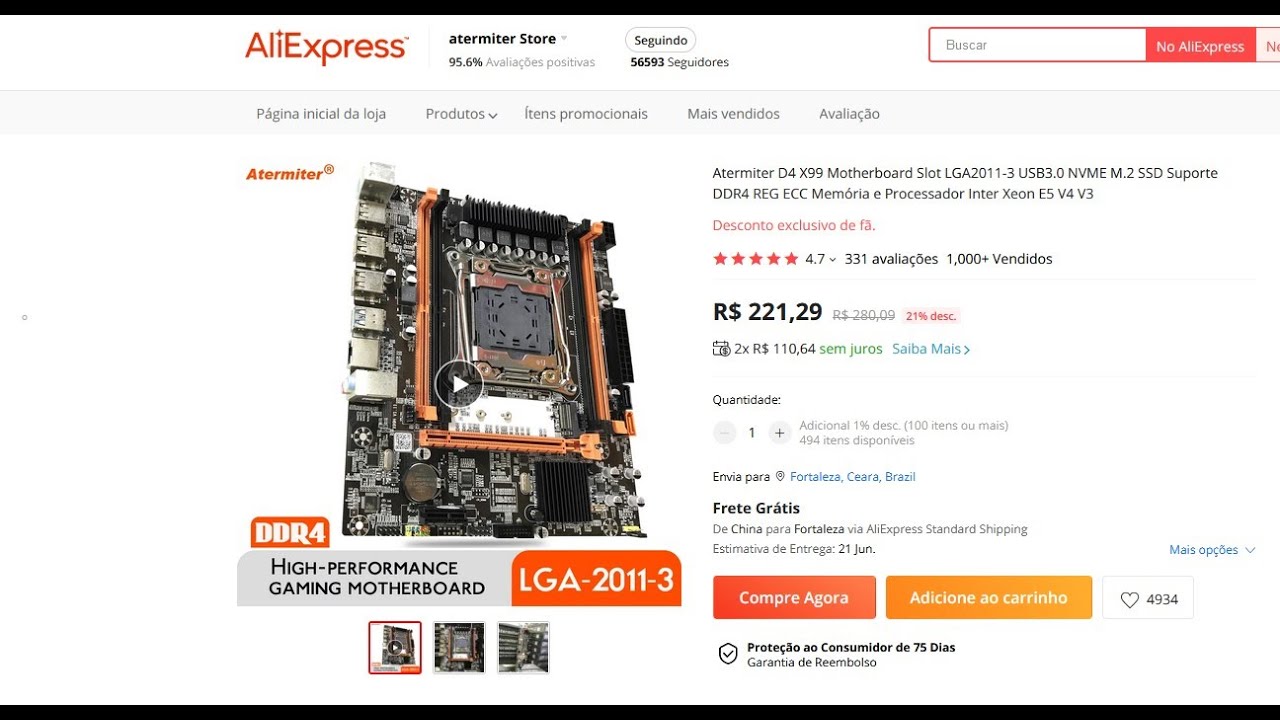 Atermiter X99 D4 LGA2011-3, UNBOXING E INSTALAÇÃO DA PLACA MÃE ...
