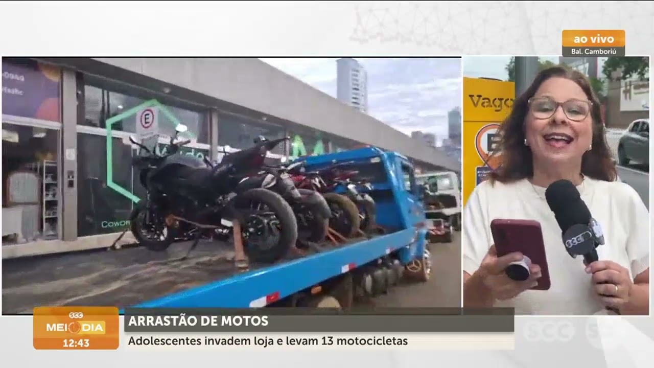 Adolescentes invadem loja e levam 13 motocicletas | Segurança | SCC Meio-Dia