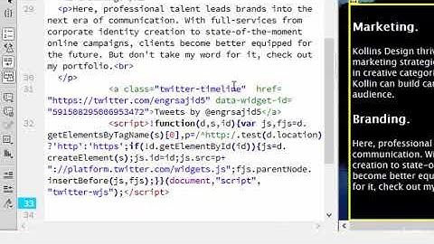 Adding Twitter or Facebook Widget | Dreamweaver cc Tutorial | Make Your First Website From Scratch
