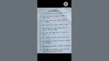 10 Line Essay On C. V. Raman I Essay On C. V. Raman I #shorts #ytshorts #essay