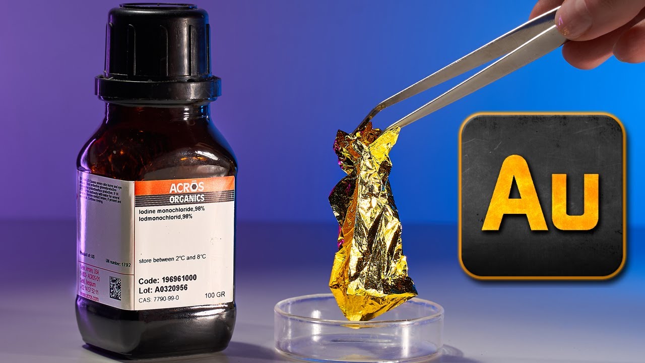 Iodine monochloride. Interhalogen compound can dissolve Gold YouTube