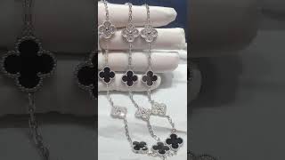 Famous Custom Made Van Cleef Arpels Vintage Alhambra Bracelet 18K White Gold With Diamonds Onyx Stone Wealth