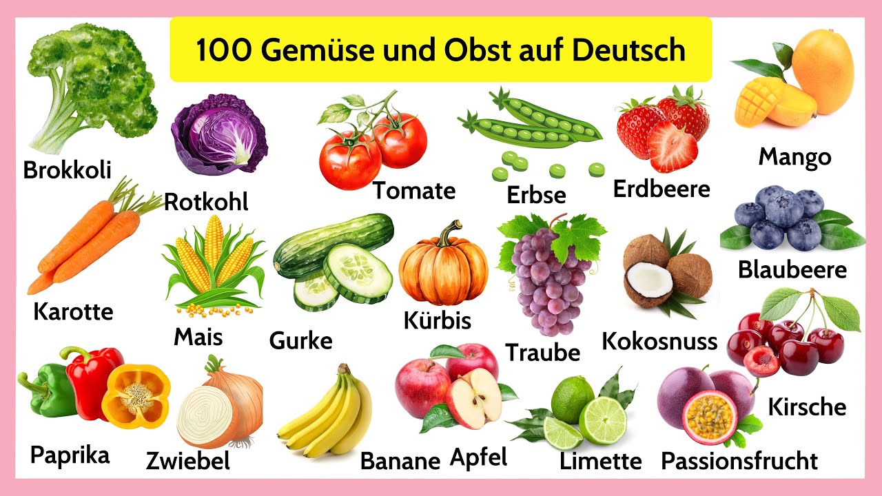 Meistere 100 Gemüse- und Obstsorten auf Deutsch – Einfach für Anfänger