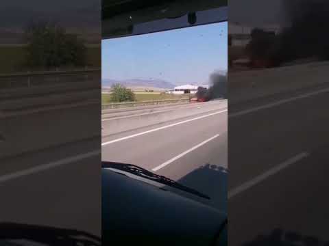 Εθνική οδός - Αμάξι φωτια