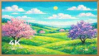 4K Colorful Spring Blossom Hills 🌸🌞🌿 | Ultra HD Beautiful Nature TV Wallpaper