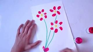 painting flowers by fingers , very easy - ART LOVER .