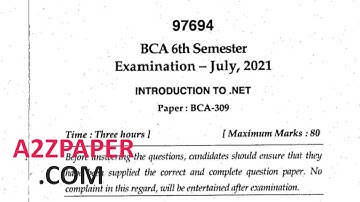 Mdu BCA 6th Sem  Dot Net Question Paper 2021