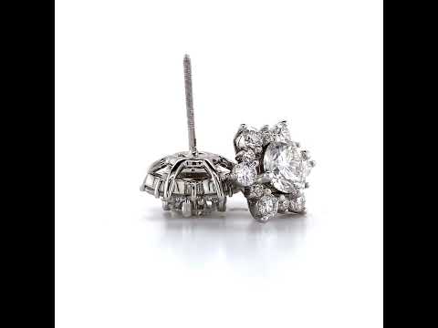 Round Moissanite Snowflake Halo Design Stud Earrings ring video