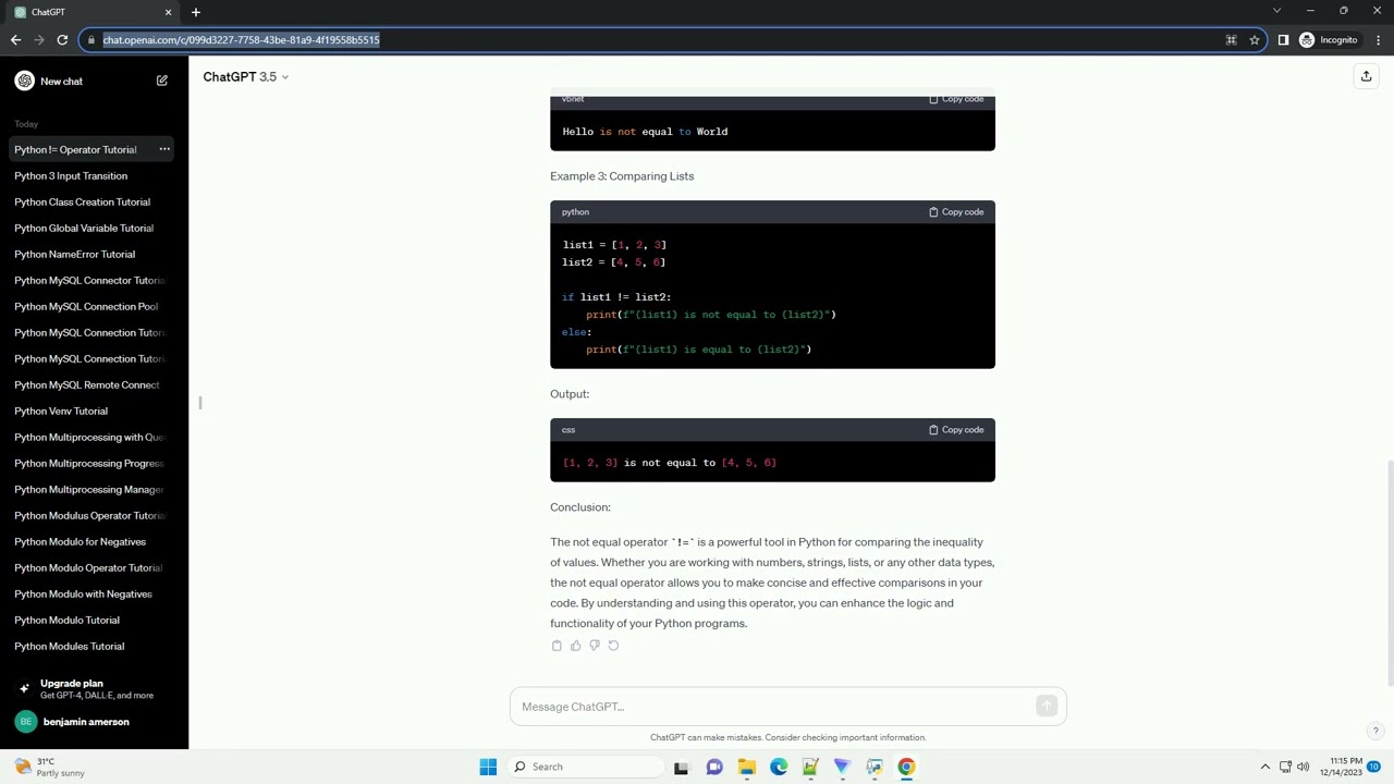 python not equal operator