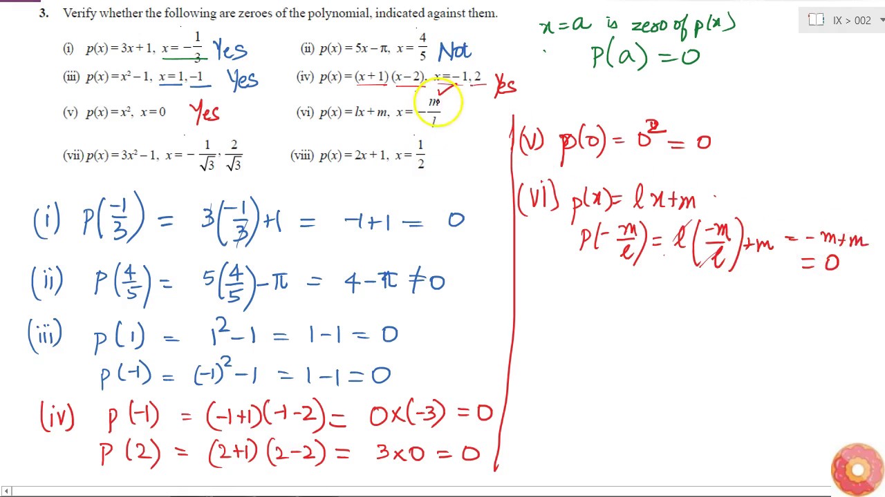 Ncert Class Ix Polynomials Exercise 2 Question No 3 Youtube