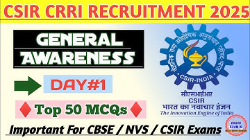 CSIR CRRI Recruitment 2025 | General Awareness | DAY-1 | Junior Secretariat Assistant |Stenographer