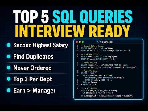 5 שאילתות SQL שכל מראיין שואל (היגיון ברור + קוד) עם הסברים מלאים