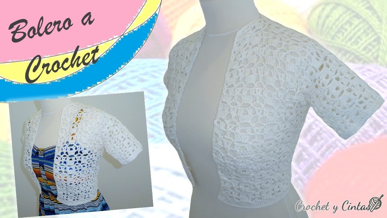 Bolero a crochet con punto calado (mangas) – Parte 2 de 2