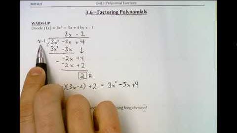 MHF4U1 - 3.6 - Remainder Theorem