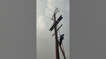 lineman working time by fuse barrel operate #lineman #safetyfast #safety #substation