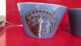 Sanibel Shores 16oz Set Of 2 Blue and Black Decorative Ironstone Seashell Bowls