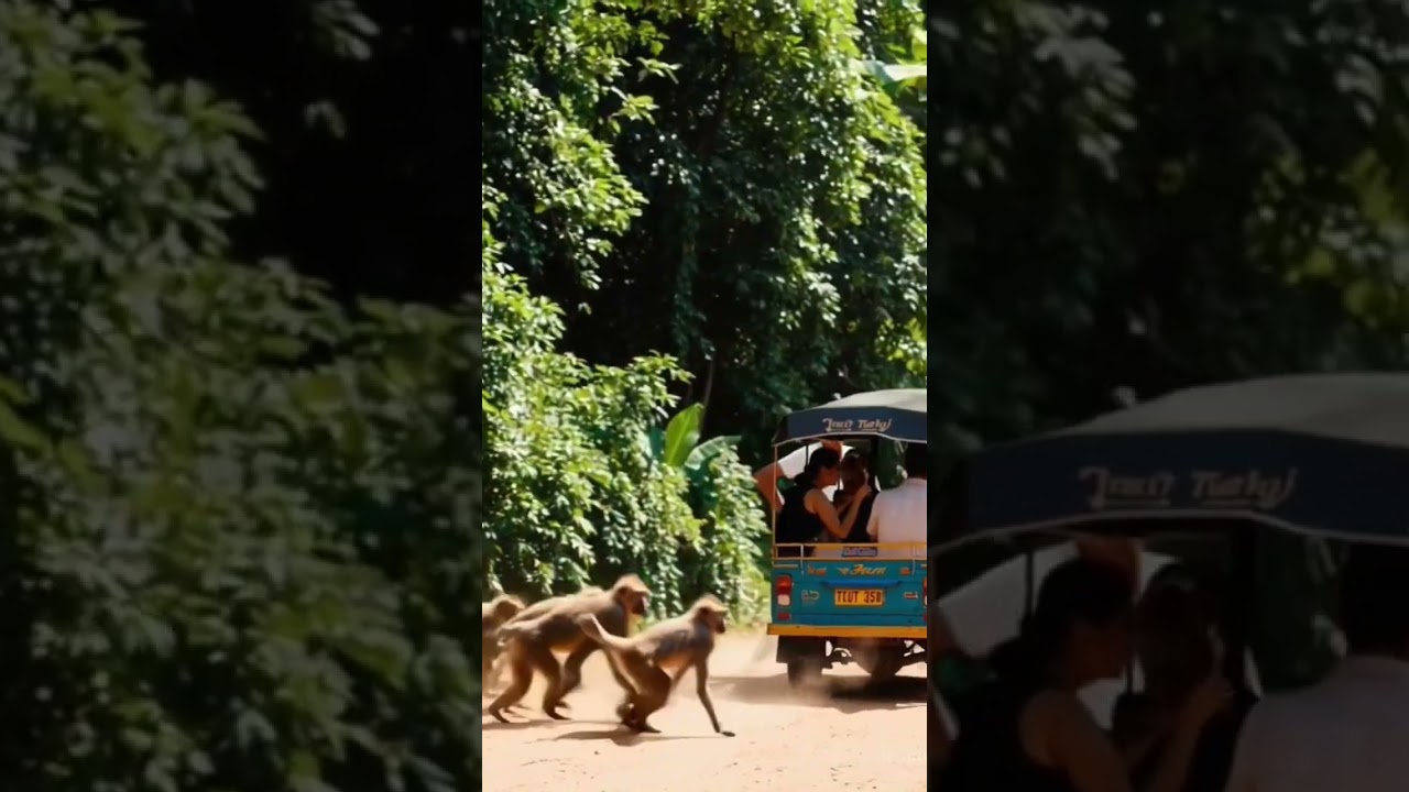 Bayon Bound! Monkeys Block Our Tuktuk! 🤣🐒 