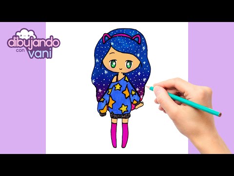 página para colorear niña kawaii anime lindo dibujos animados