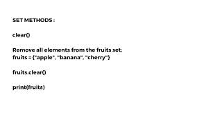 symmetric_difference_update(), Set Methods | add(), clear(), copy()