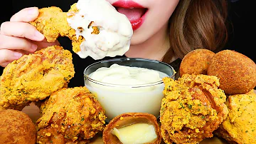 ASMR CHEESE DUSTED FRIED CHICKEN + CHEESE BALLS EATING SOUNDS MUKBANG NO TALKING