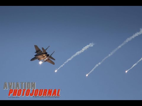 Fighter Jets Release Flares over Nellis AFB