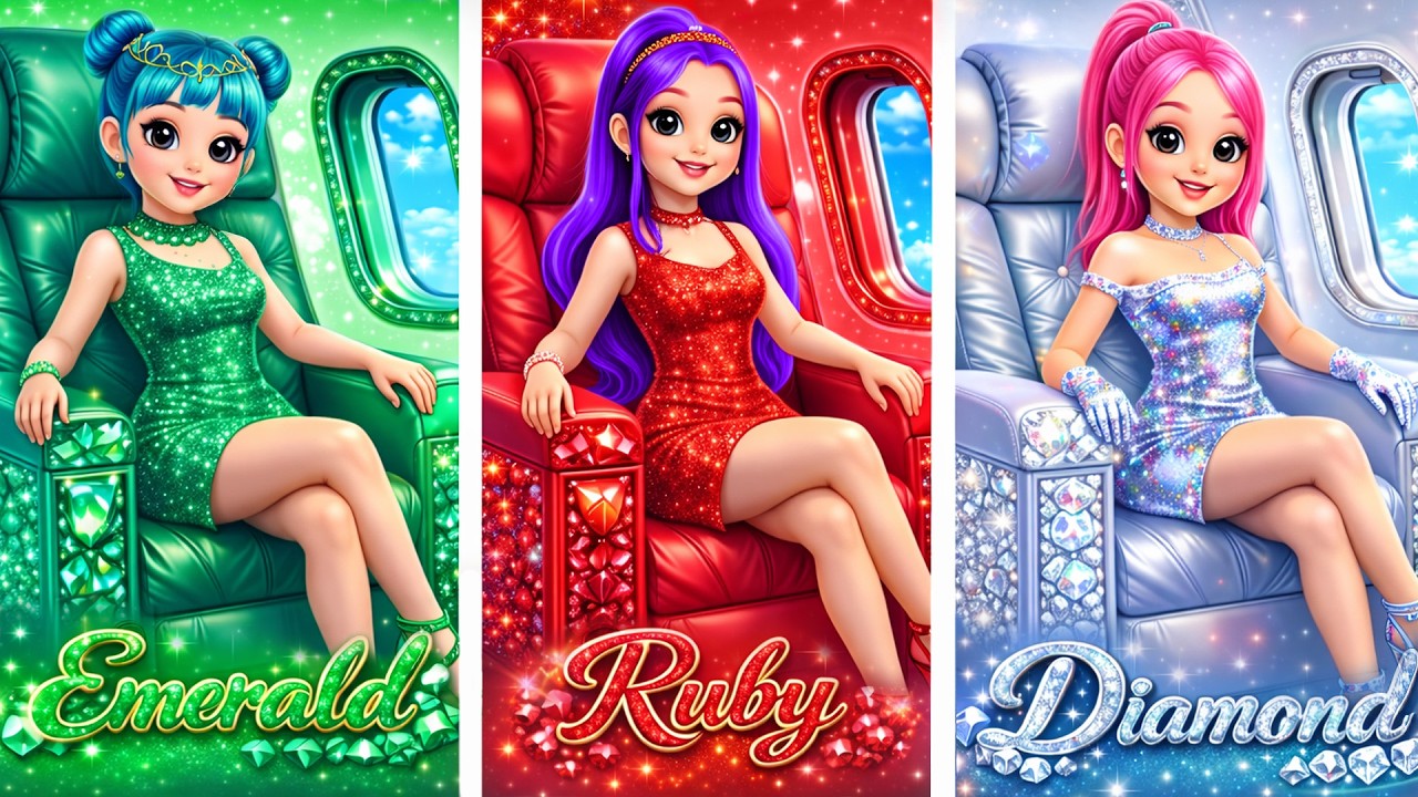 Esmeralda, Rubí y Diamante Makeover! KPop Demon Hunters en el Avión