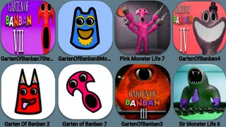 Garten Of Banban 7 Mobile - ALL Secrets Boss Brushista, Banban 7Steam, Banban 8, Pink+Sir Monster6+7