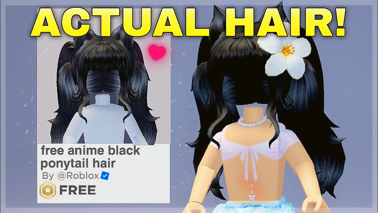 NEW FREE CUTE ROBLOX HAIR 🤩🥰 BLACK LONG PONYTAIL HAIR 