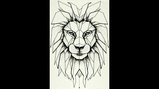 Geometric Art || Lion face drawing || Easy geometric drawing idea