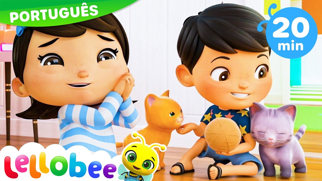 🐱 Três gatinhos! 🐱| Melhores Músicas Infantis de Lellobee em Português | Desenhos Animados Dublados