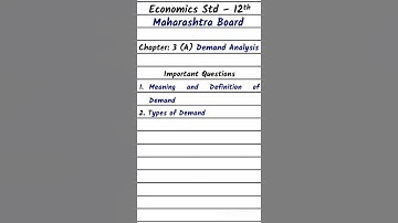 Economics Std 12th | Important Questions Chapter 3(A) Demand Analysis | HSC | #shorts