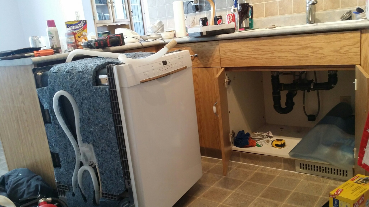 Cabinets Away From Kitchen Sink, How To Install A Dishwasher Between Cabinets
