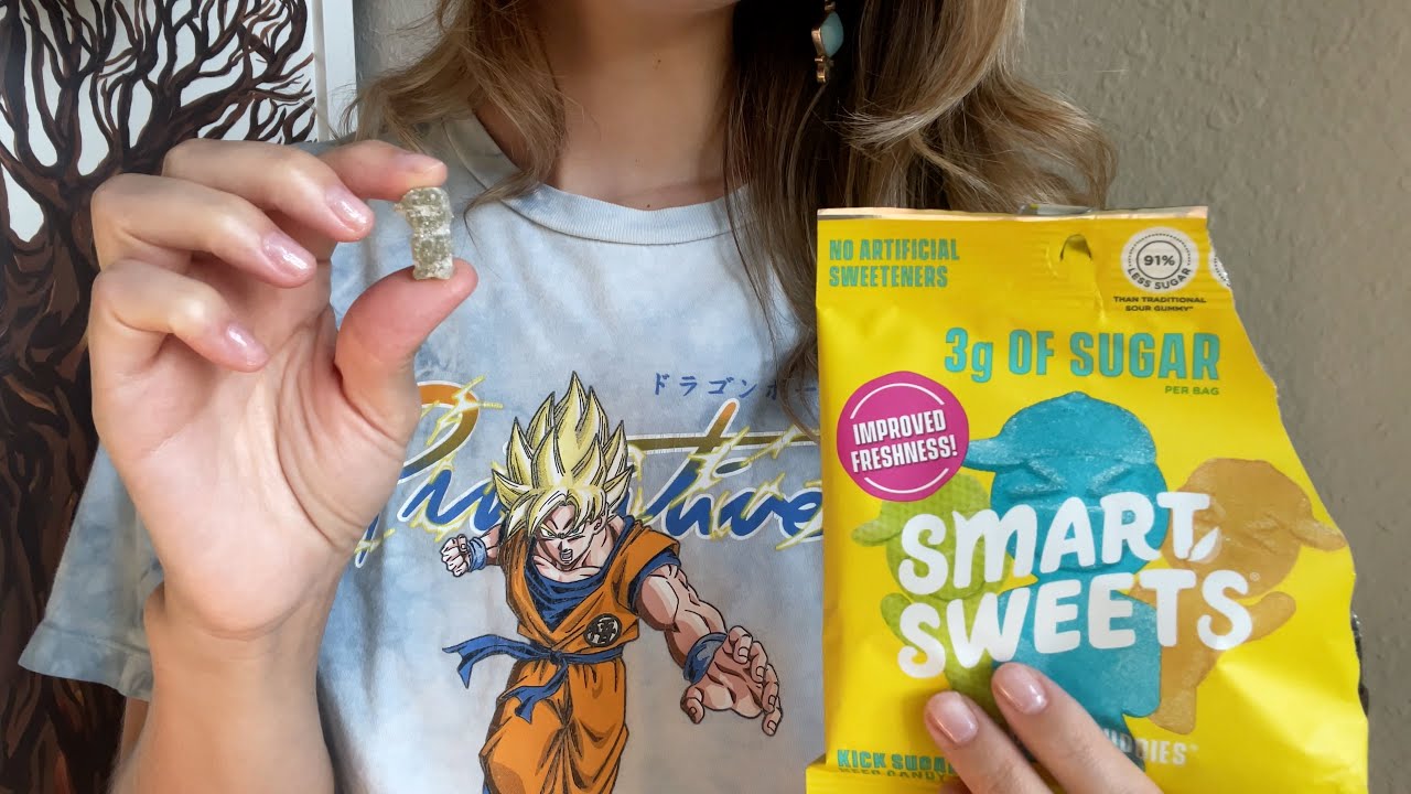 [ASMR] Gummy Chewing ~ Whisper Ramble with Hand Movements