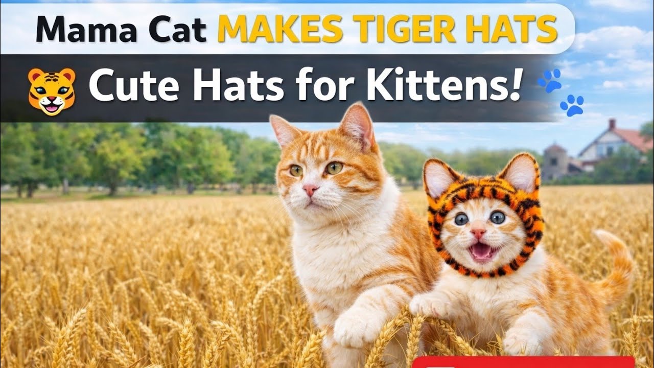 Farm Life Story: Mama Cat Makes Handmade Tiger Hats for Kittens 🐱🌾You Won’t Believe It! Mama cat