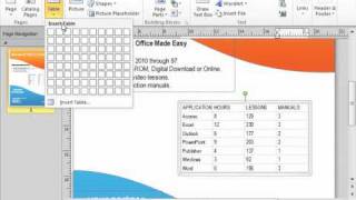 Publisher 2010 Tutorial Creating and Deleting Tables Microsoft Training Lesson 8.1