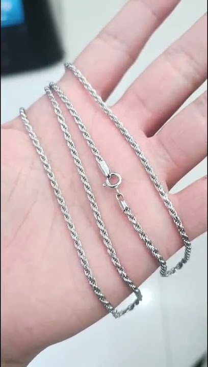Kalung Tambang Pria Perak Asli Silver 925 Lapis Emas Putih Panjang 60cm