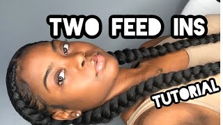 How To Do Two Feed In Braids On Thick Hair( UPDATED)|| Nia Bia