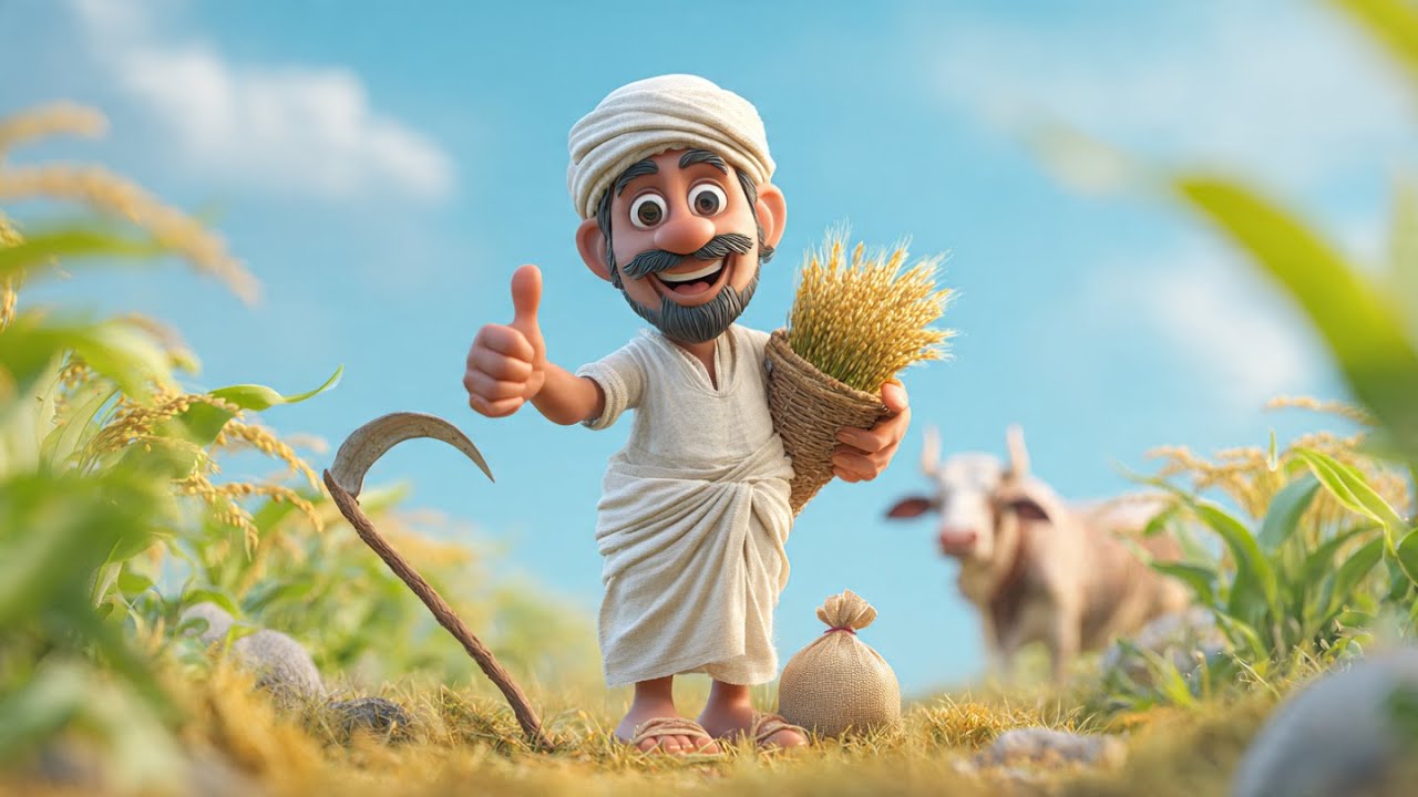 A Day in the Life of an Indian Farmer | 3D Nursery Song 🌾